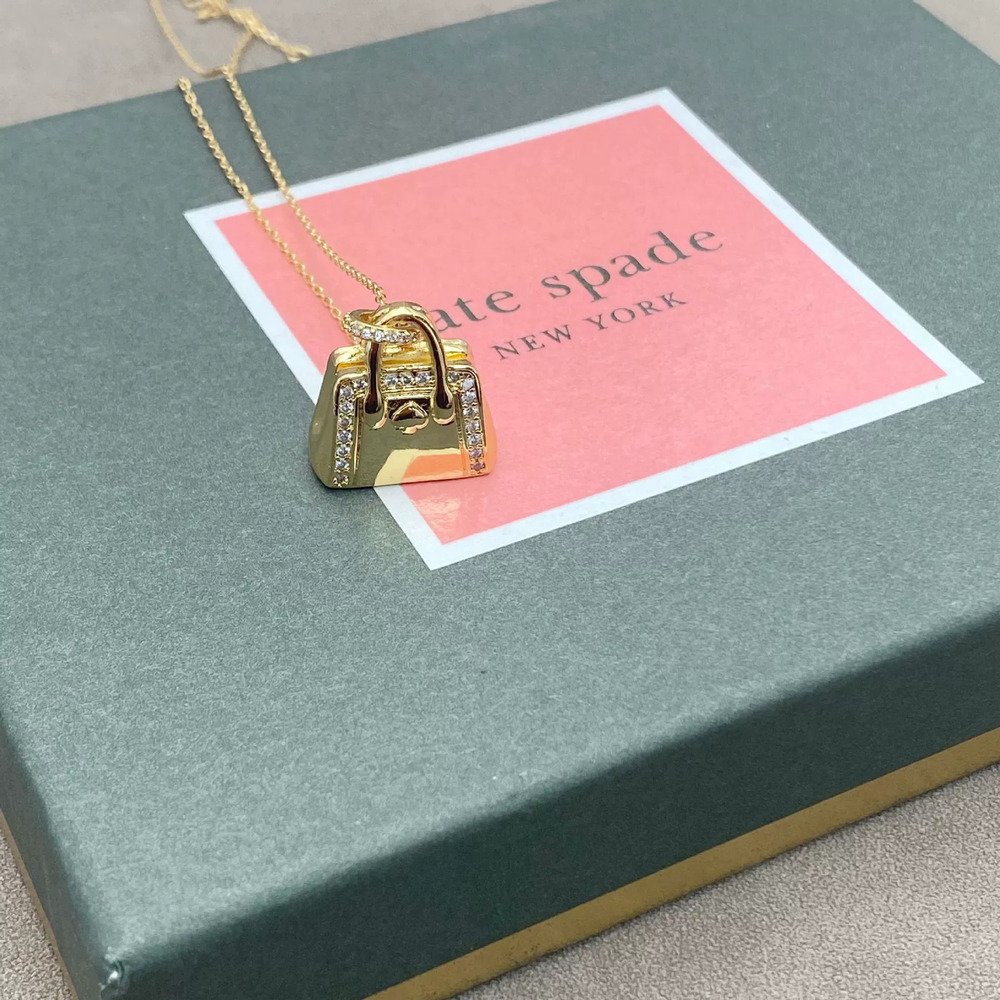 kate spade Rhinestone Gold Handbag Pendant Necklace
